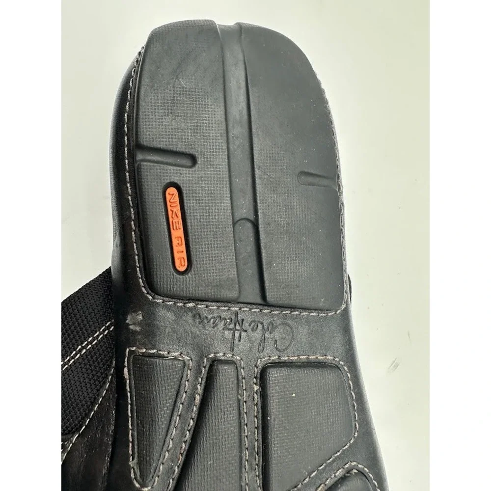 Cole Haan Mens Black Leather Nike Air Slide Sandals Stitch Detail Shoes